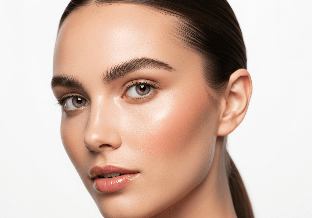 Woman with smooth skin showing Botox facial treatment areas forehead brows eyes Los Angeles medspa